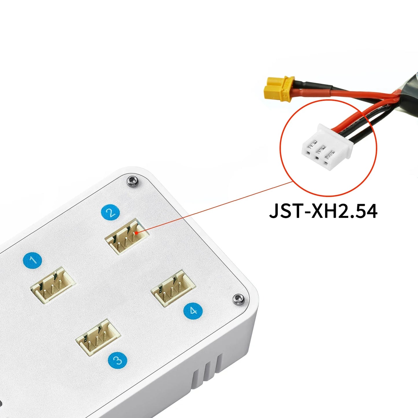 VIFLY ToothStor 4-Port 2S Balance Charger – LCD Display with Storage Mode for LiHV/LiPo RC FPV Racing Drone Batteries
