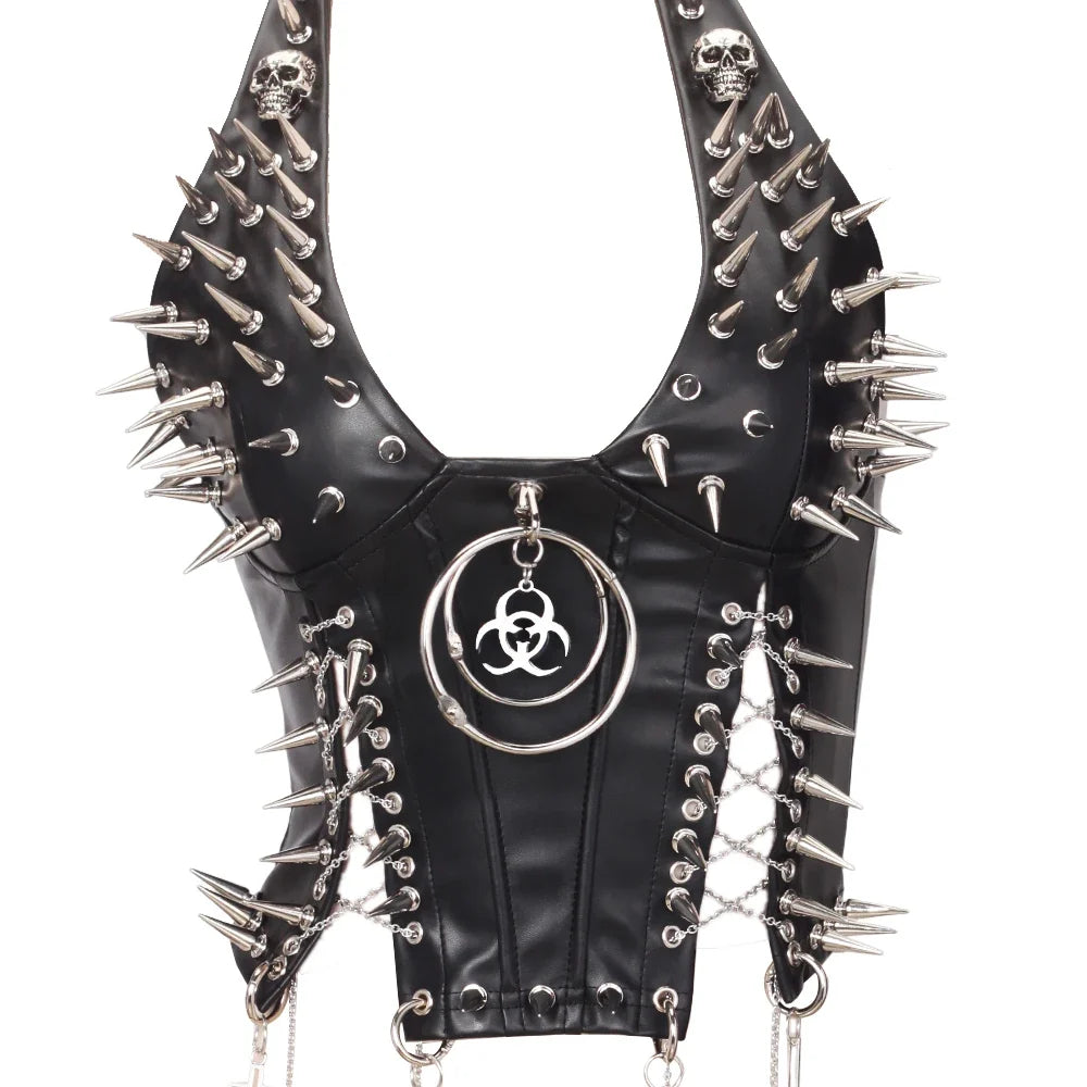 Y2K Gothic Spiked Tank Top - Punk Rock Emo Grunge Festival Style for Women