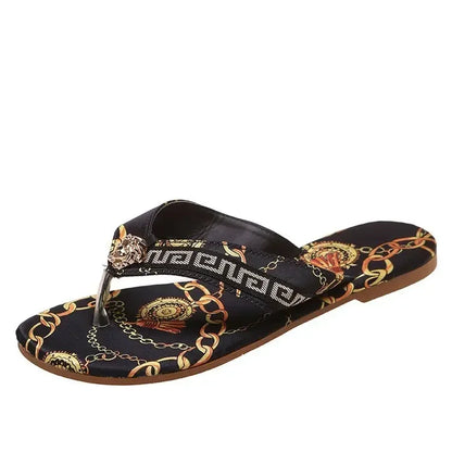 Sexy Women's Flip-Flops – Fashionable Printed Flat Slippers, Outdoor Sandals in Large Sizes
