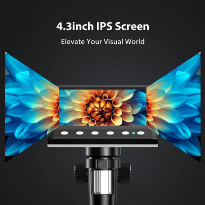 Hayve 4.3” Digital Microscope – 1000X 1080P Coin & Soldering Microscope with 8 LEDs, PC View Video Inspection Tool for Electronics Repair