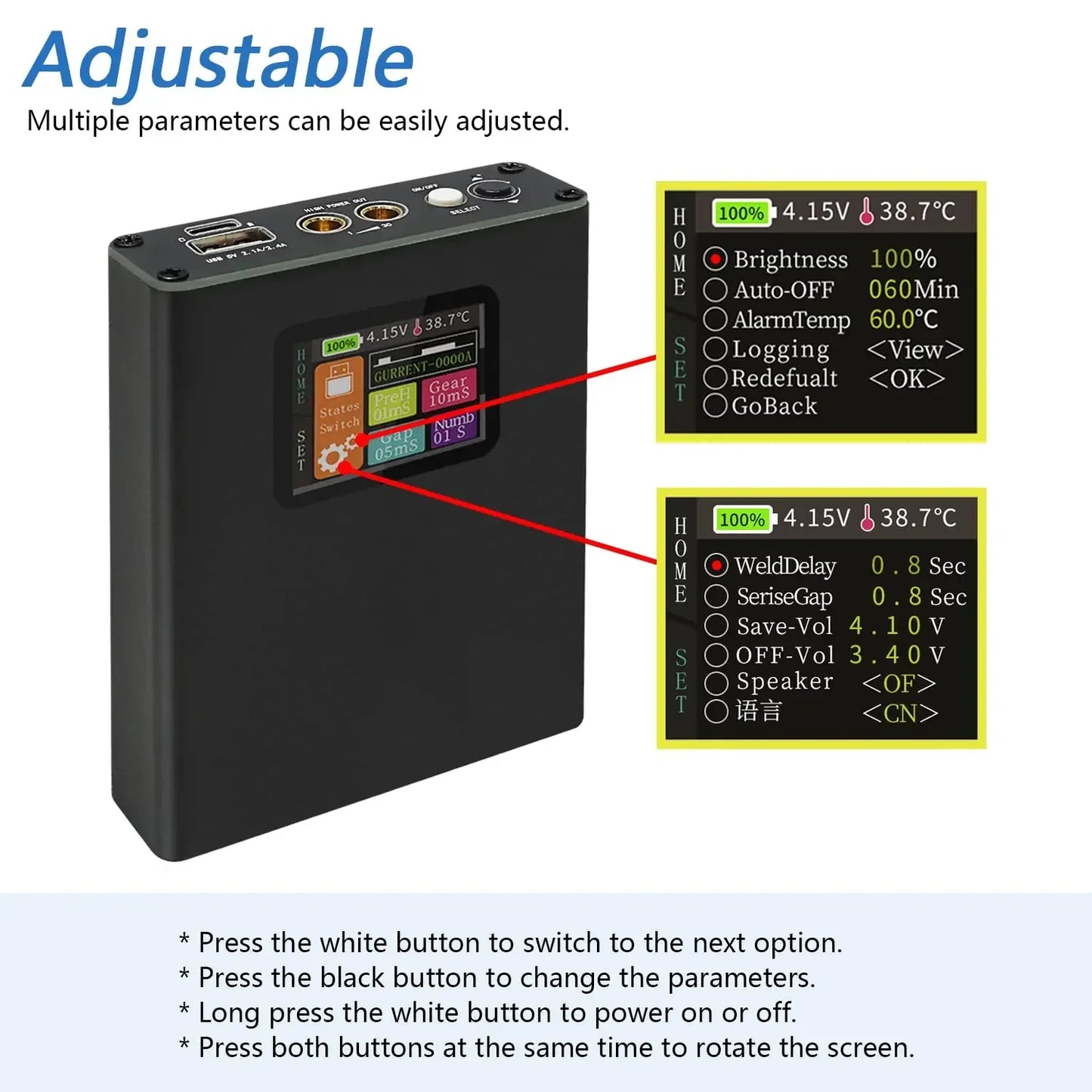 Portable Digital Spot Welder Kit — 18650 Lithium Battery Welder with 30-Speed Adjustable & Color Display