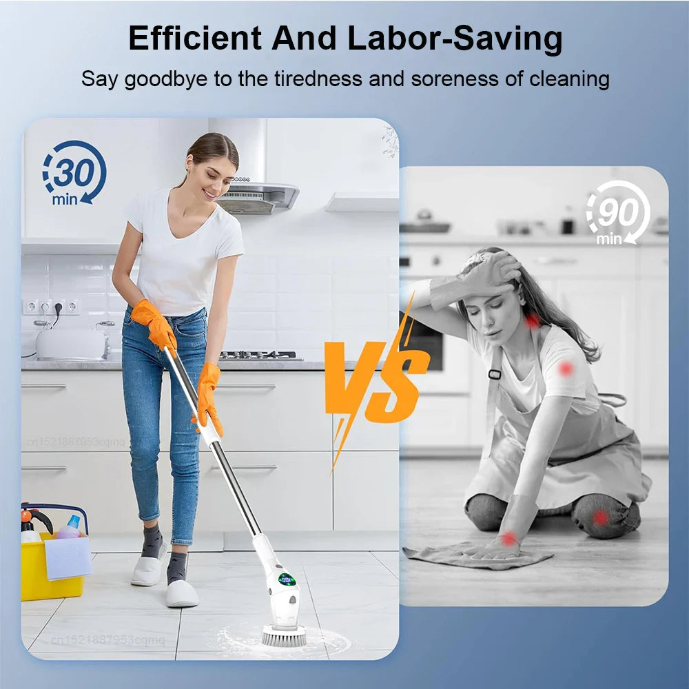 Effortless Cleaning Solution: 8-in-1 Multifunctional Electric Cleaning Brush - Wireless and Rotatable for Bathroom, Kitchen, Windows, and Toilet