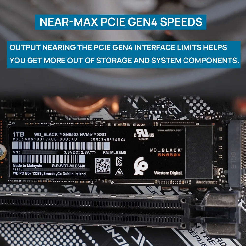 WD_BLACK SN850X M.2 NVMe SSD – 1TB/2TB/4TB PCIe 4.0x4 for Gaming, PC, Laptop, PS5