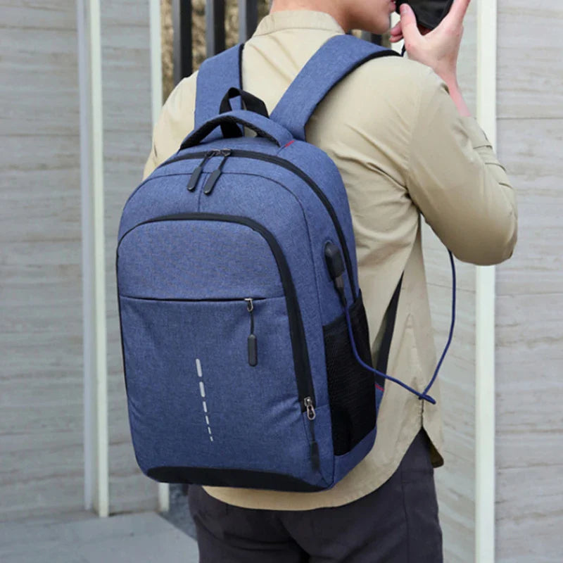 Classic Men's Waterproof Backpack - USB Charging, Large Capacity Travel and Laptop Bag for School and Casual Use
