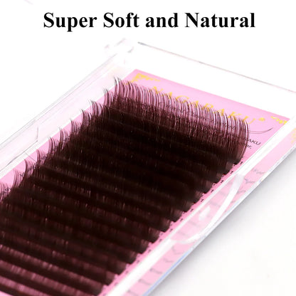 NAGARAKU Brown Eyelash Extensions – Soft Natural Synthetic Mink Individual Lashes 16 Lines for Professional Makeup