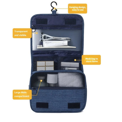 Portable Toiletry Washbag with Hanging Hook | Waterproof Cosmetic Storage Bag for Travel, Men & Women
