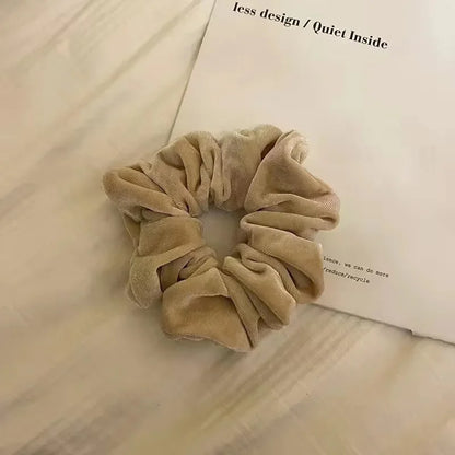 Vintage Velvet Hair Scrunchies for Women & Girls – Solid Color Ponytail Holder Elastic Hair Bands, Soft Fashion Hair Ties Accessories