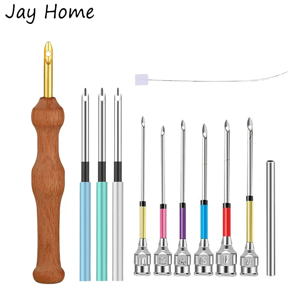 6 Pcs Punch Needle Beginner Kit – Adjustable Rug Punch Needles with Yarn for Cross Stitch and Embroidery Crafts