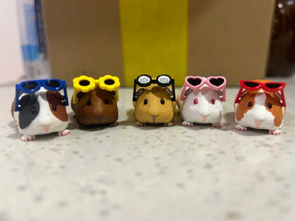 Guinea Pig with Sunglasses Blind Box – Cute Mini Anime Action Figure, Kawaii Desktop Decoration & Collectible Toy, Birthday Gift