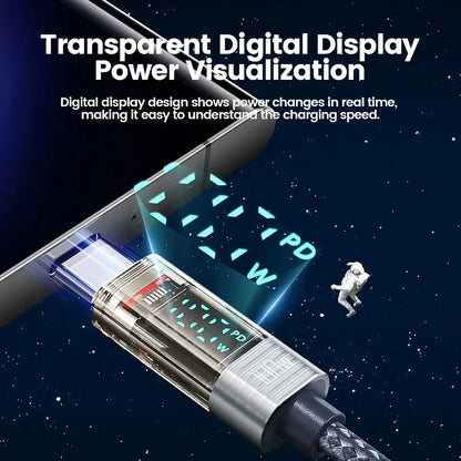 Toocki Type-C to Type-C Cable - 100W Display Fast Charging USB-C PD Cable, Transparent for iPhone 15, Xiaomi, MacBook