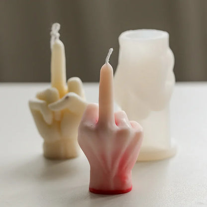 3D Middle Finger Candle Silicone Mold | DIY Gesture Aromatherapy Craft Tool | Soap, Resin, Plaster Art Making | Holiday Party Gift Idea
