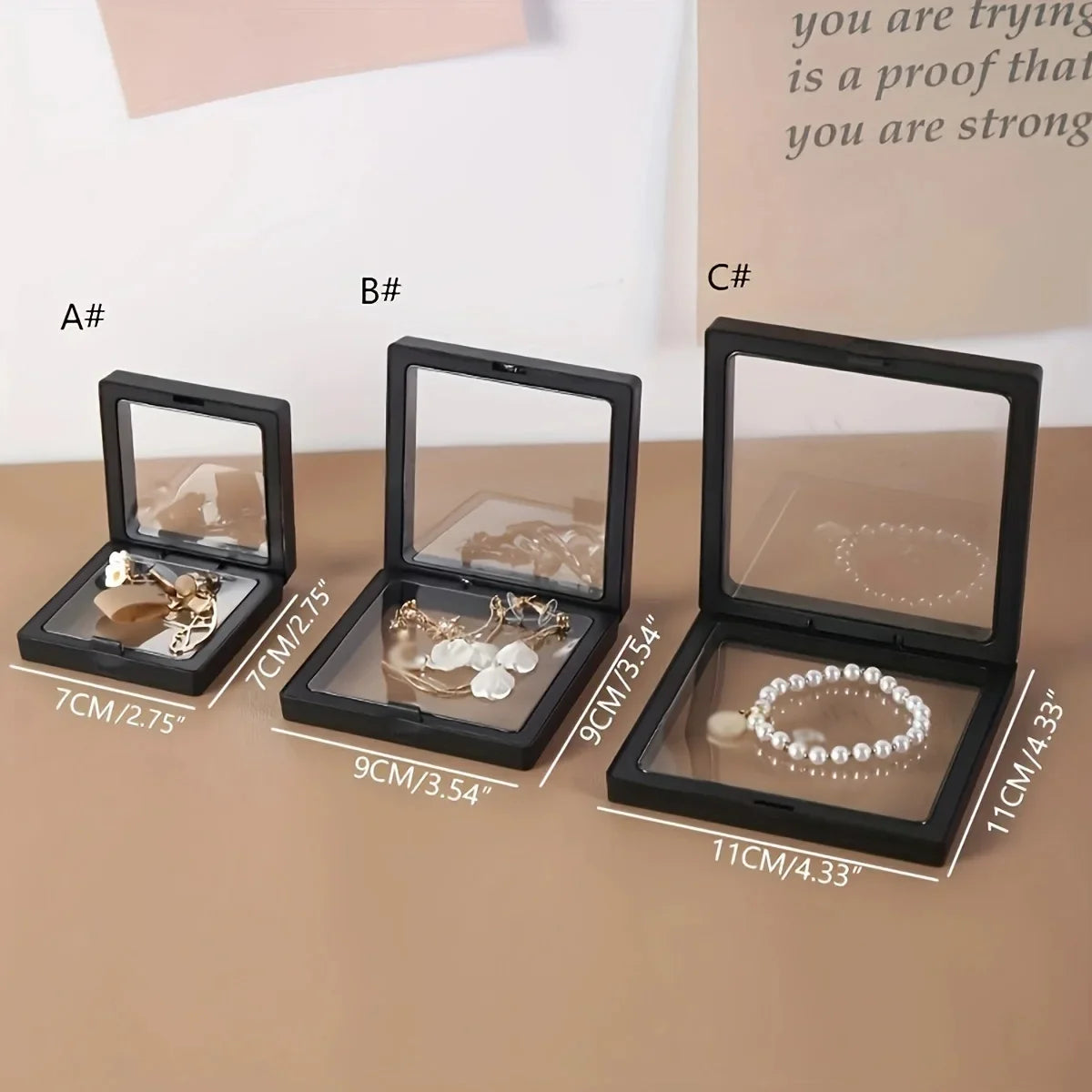 10PCS Transparent Floating Display Box Set – Clear Plastic Film Jewelry & Collectible Storage Cases for Rings, Necklaces & Accessories