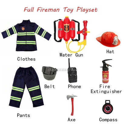 Kids Firefighter Costume – Halloween Sam Fireman Uniform Role Play Outfit for Boys Party & Cosplay Gift