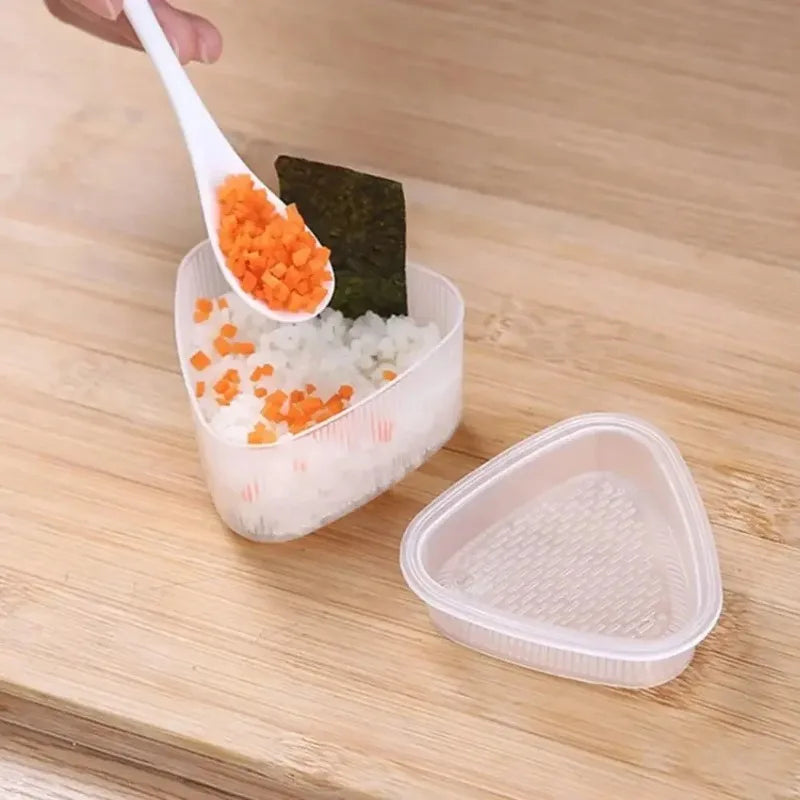 4PCS Transparent Sushi Mold Set – Triangular Onigiri Rice Ball Maker & Food Press Kit for Bento Kitchen Use