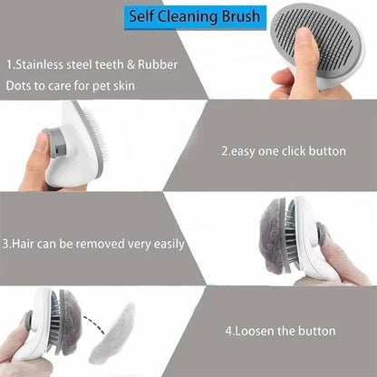 Self-Cleaning Pet Grooming Brush - Dog & Cat Hair Remover Comb for Deshedding and Dematting