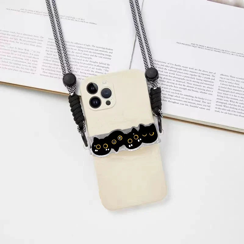 Cute Cartoon Cat & Dog Phone Lanyard – Adjustable Crossbody Shoulder Strap, Back Clip Hanging for Universal Mobile Phones