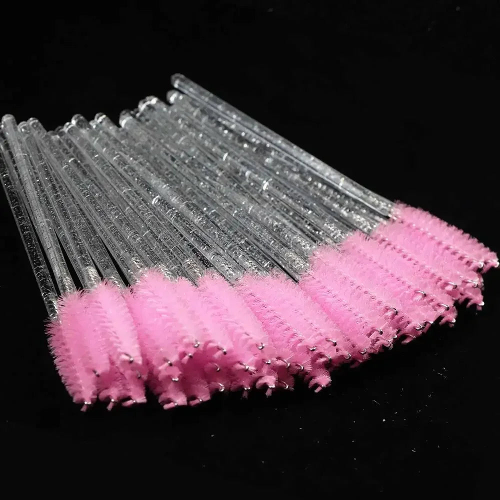 50-Pack Disposable Crystal Eyelash Brush Combs – Professional Eyelash Extension Mascara Wands for Makeup and Beauty Tools