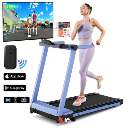 3.5HP Foldable Incline Home Treadmill – Walking Pad with Handlebar, 350LBS Capacity, Touch Screen & Smart App Data Monitoring