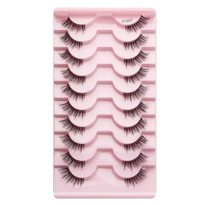 SHIDISHANGPIN 5/10 Pairs Cat Eye False Lashes – 3D Mink Half Lashes, Eyelash Extensions for Natural Makeup, Faux Cils Maquiagem