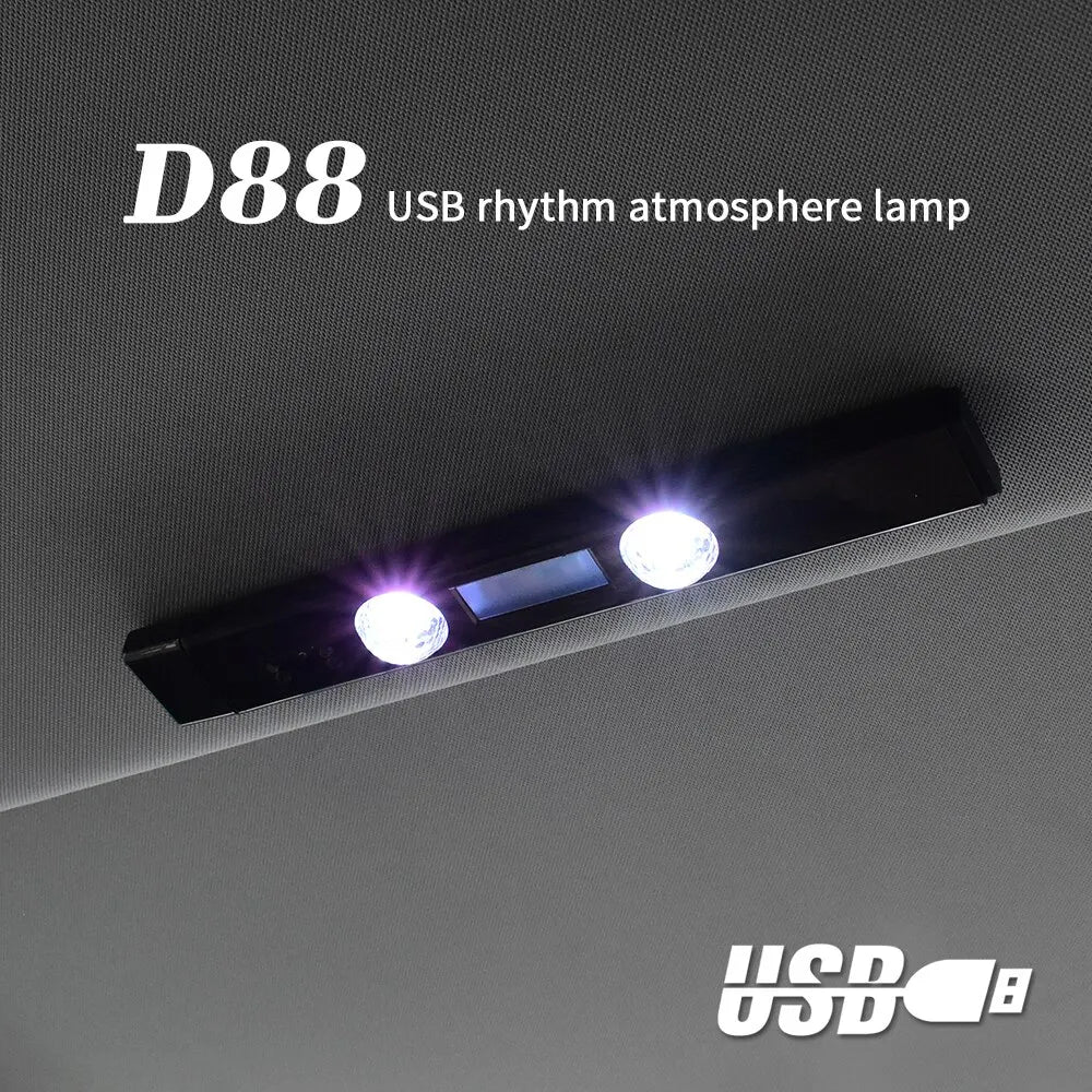 LED Car Atmosphere Lamp - Wireless Voice Control Roof Star Light, USB Charging Auto Interior Decorative Ambient Party Lights