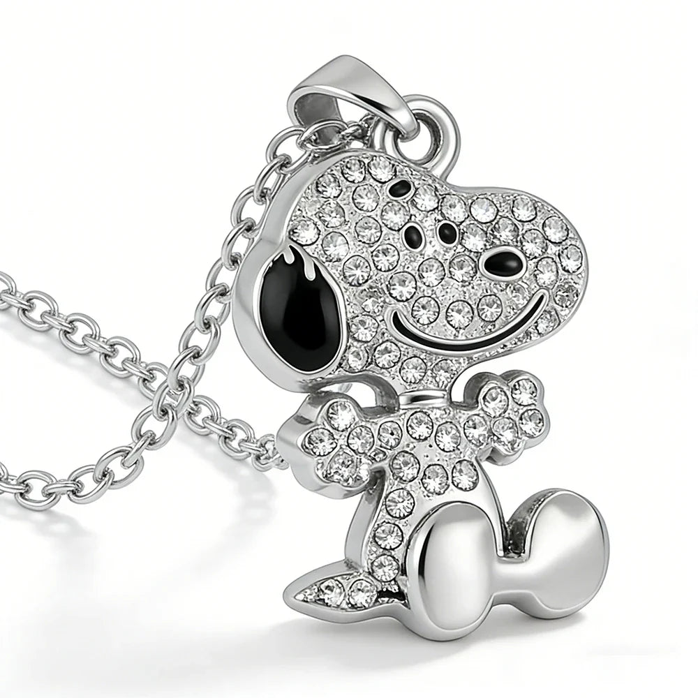 Snoopy Zircon Necklace - Cute Cartoon Dog Pendant Couple Jewelry for Valentine's Day Gifts