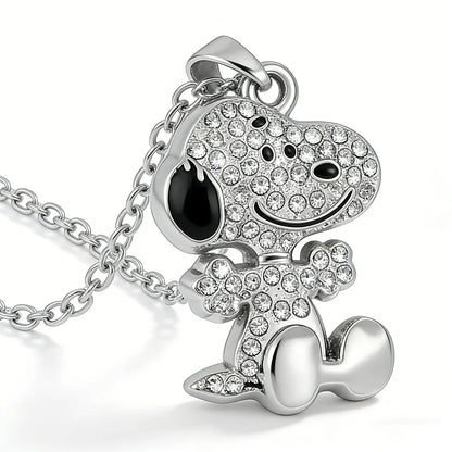 Snoopy Zircon Necklace - Cute Cartoon Dog Pendant Couple Jewelry for Valentine's Day Gifts