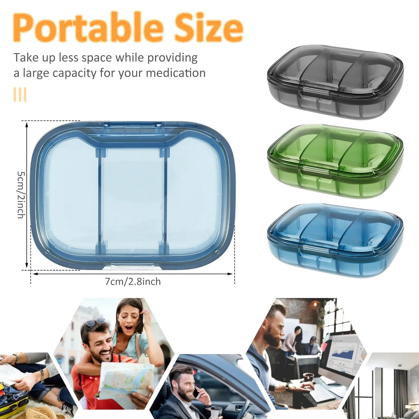 7/14/28-Day Pill Organizer – Weekly & Monthly Medicine Box with Tablet Storage, Splitter & Container Case