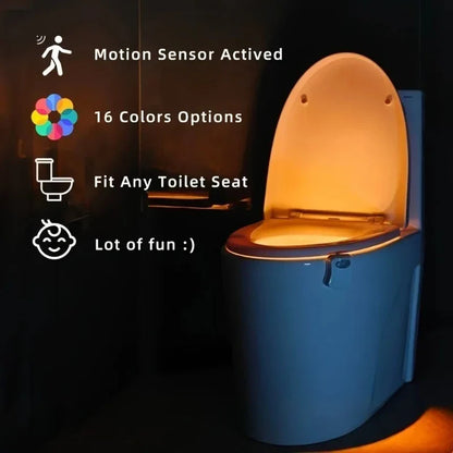 16-Color Motion-Sensing Toilet Night Light – LED Toilet Seat Light with Motion Sensor