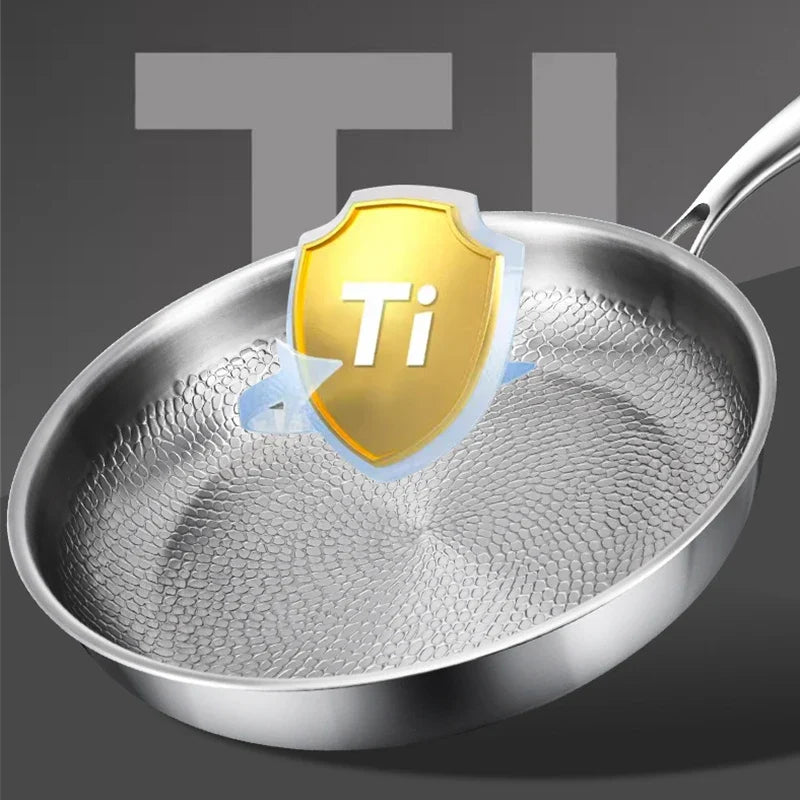 German Pure Titanium Frying Pan - Non-Stick Uncoated Fish Scale Hammer Pattern Titanium Alloy Cookware, 26/28/30cm