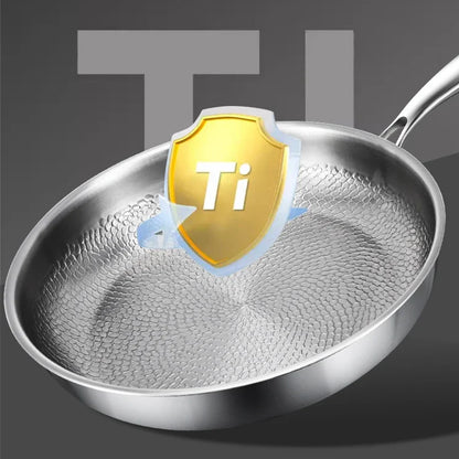 German Pure Titanium Frying Pan - Non-Stick Uncoated Fish Scale Hammer Pattern Titanium Alloy Cookware, 26/28/30cm