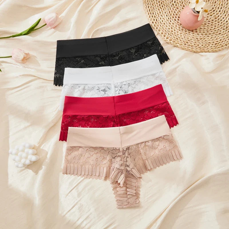 Women's Lace Panties 3PCS - Sexy Bow Detail, Breathable Comfortable Briefs S-XL