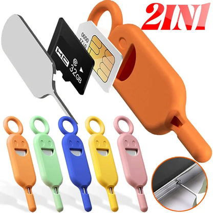 2-in-1 SIM Card Removal Tool – Pin with Protector Holder & Anti-Lost Storage Case for Phone SIM Ejector