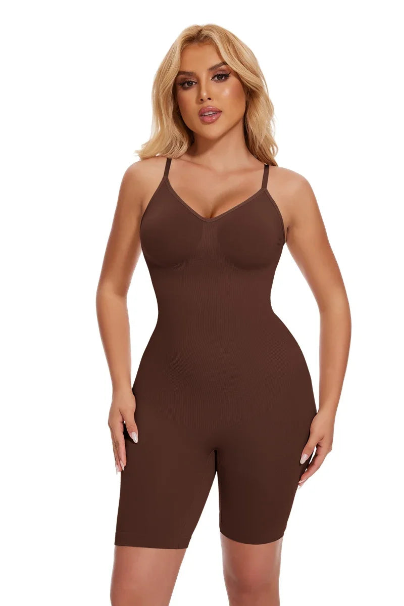 Women’s Bodysuit Shapewear Tank Top — Tummy Control Full Body Shaper with Anti-Chafing Shorts, Waist Trainer & Butt Lifter