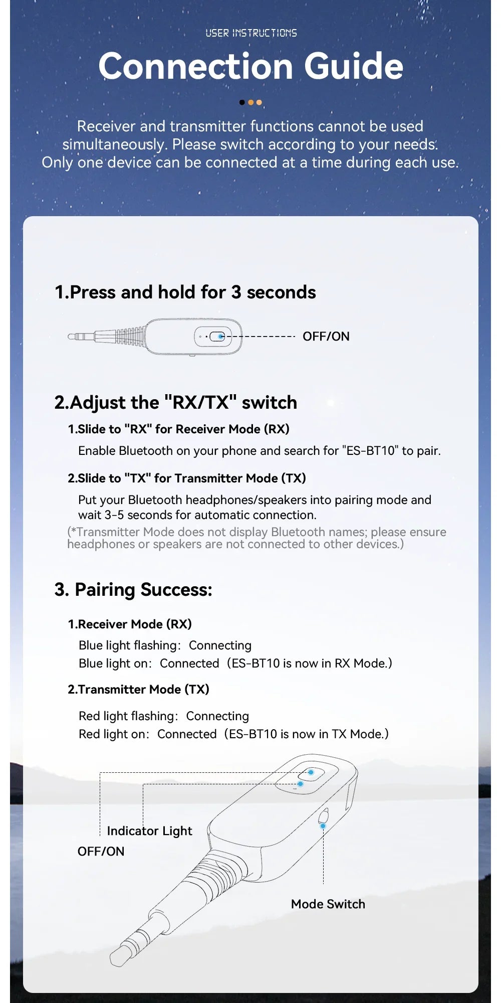Essager 2 in 1 Bluetooth 5.1 Audio Receiver & Transmitter – Wireless 3.5mm AUX Stereo Adapter for Earphones, TV, & Car