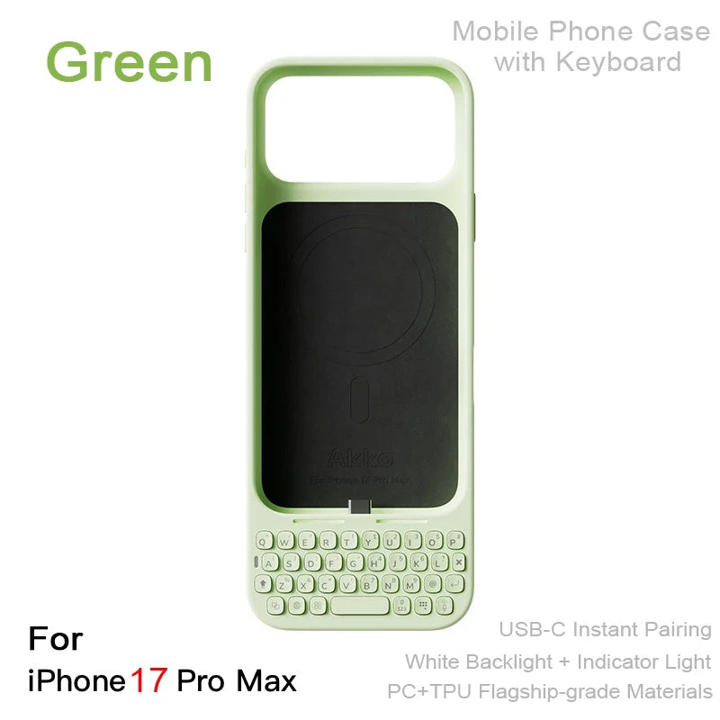 Magnetic Phone Case with Keyboard - All-in-One Wired External Keyboard Case for iPhone 16 Pro Max & 17 Pro Max