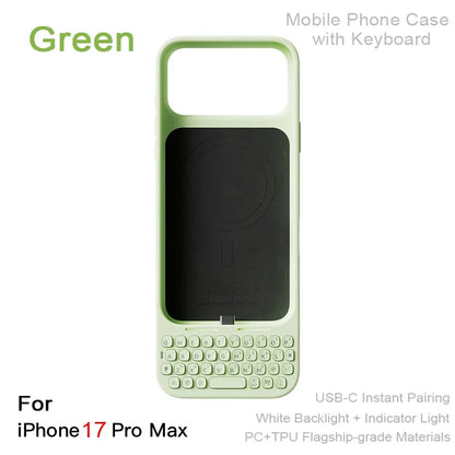 Magnetic Phone Case with Keyboard - All-in-One Wired External Keyboard Case for iPhone 16 Pro Max & 17 Pro Max
