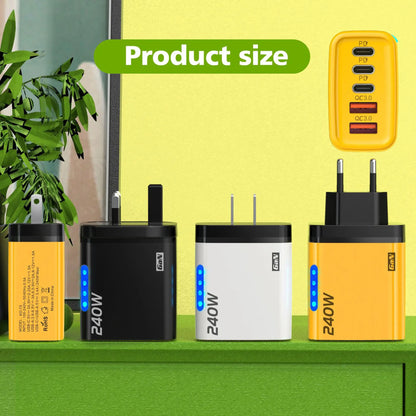 240W 5-in-1 GaN Fast Desktop Charger – USB-C Quick Charge 3.0 Adapter for iPhone Samsung Huawei