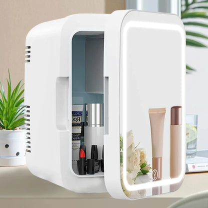 Cooseon 4L Mini Mirror Fridge – AC/DC Heated Cooling Beauty & Skincare Refrigerator, Portable Car Mini Fridge