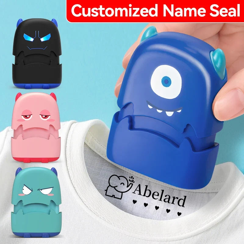 Custom Baby Name Stamp Kit - Reusable Waterproof Ink Stamp for Clothes, School Bags & Personal Items