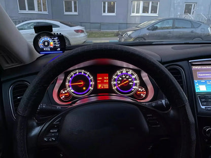 A501 Car Head-Up Display — OBD2 Smart HUD with Turbo Gauge, Digital Odometer, Security Alarm, Water & Oil Temp, RPM Auto Meter