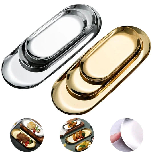 Stainless Steel Cosmetic Storage Tray — Nail Art Tools Organizer & Surgical/Dental Plate