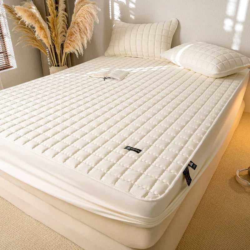 Waterproof Antimicrobial Mattress Cover – Hypoallergenic Noiseless Fitted Sheet Protector Solid Color