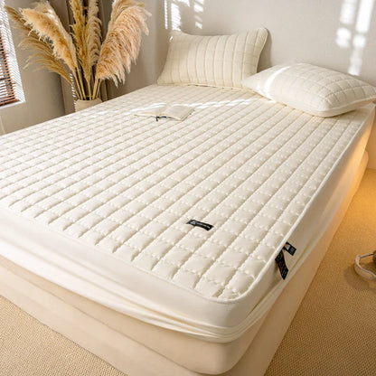 Waterproof Antimicrobial Mattress Cover – Hypoallergenic Noiseless Fitted Sheet Protector Solid Color