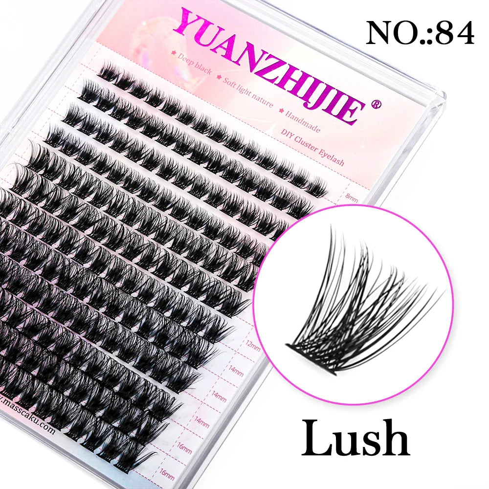 DIY 144 Cluster Lashes – Natural C/D Curl Individual Mink Eyelashes, Free Shipping, Home Makeup Supplies