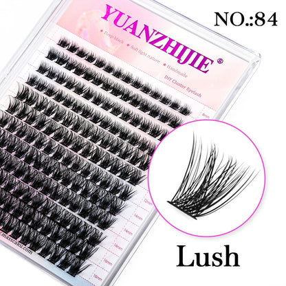 DIY 144 Cluster Lashes YUANZHIJIE – Natural C/D Curl Segmented Mink Individual Eyelash Extensions Kit for Home Makeup & Professional Volume Look (Free Shipping)