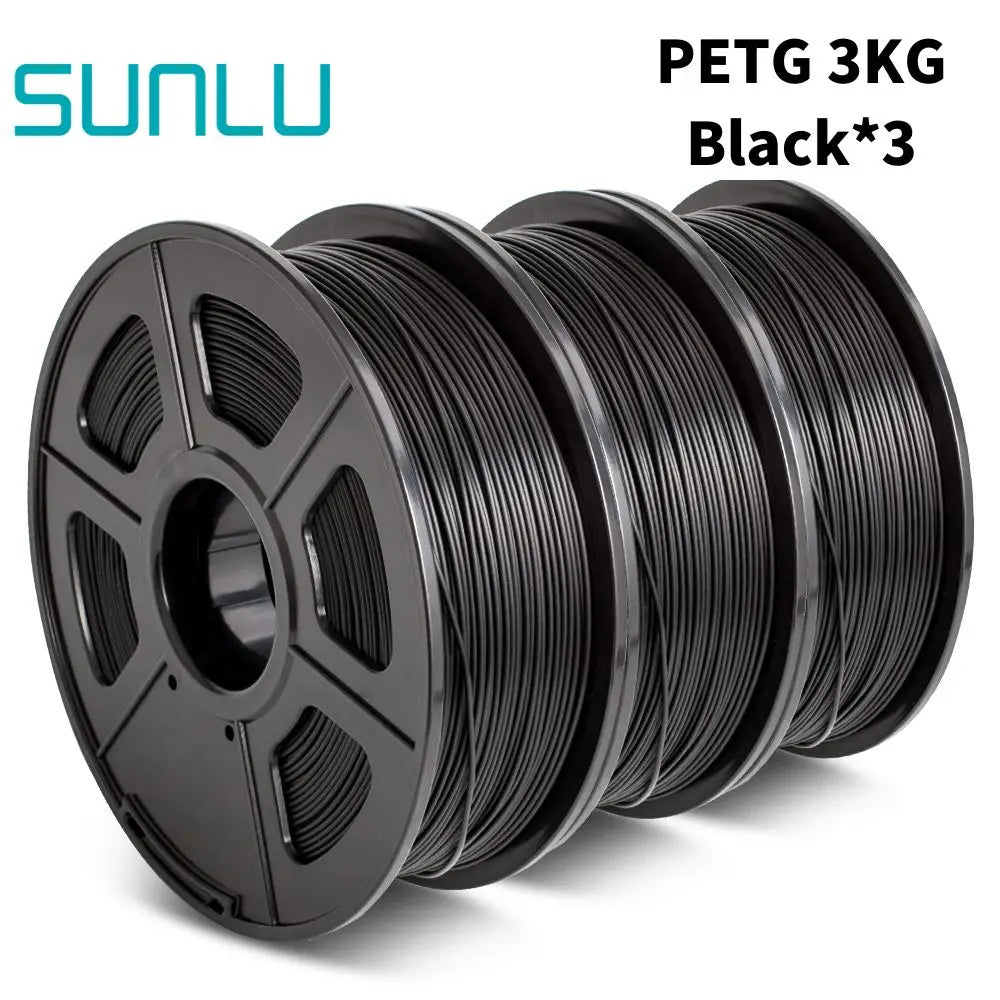 SUNLU PETG 3D Printer Filament 1.75mm ±0.02mm – 3 Rolls 1KG Each, Neatly Wound Vacuum-Sealed Printing Material