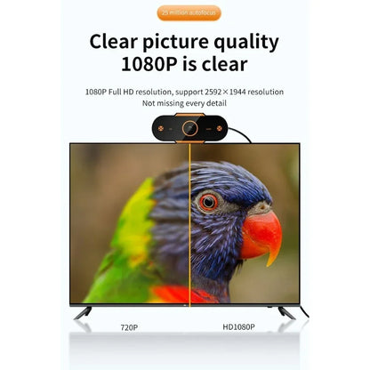 1080P HD Auto Focus Webcam – USB PC Camera with Microphone for Video Calls, Online Teaching & Office Meetings