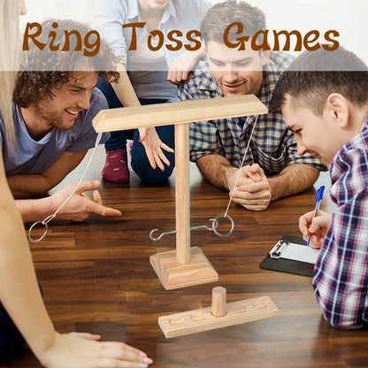 Ring Toss Game Set — Fast-Paced Wooden Board Game for Kids, Adults, Home, Outdoor, Party & Drinking Fun
