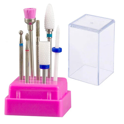 7pcs Nail Art Tungsten Steel Milling Cutter Set - Ceramic Nail Drill Bits for Electric Nail Machine & Pedicure Tool Accessories
