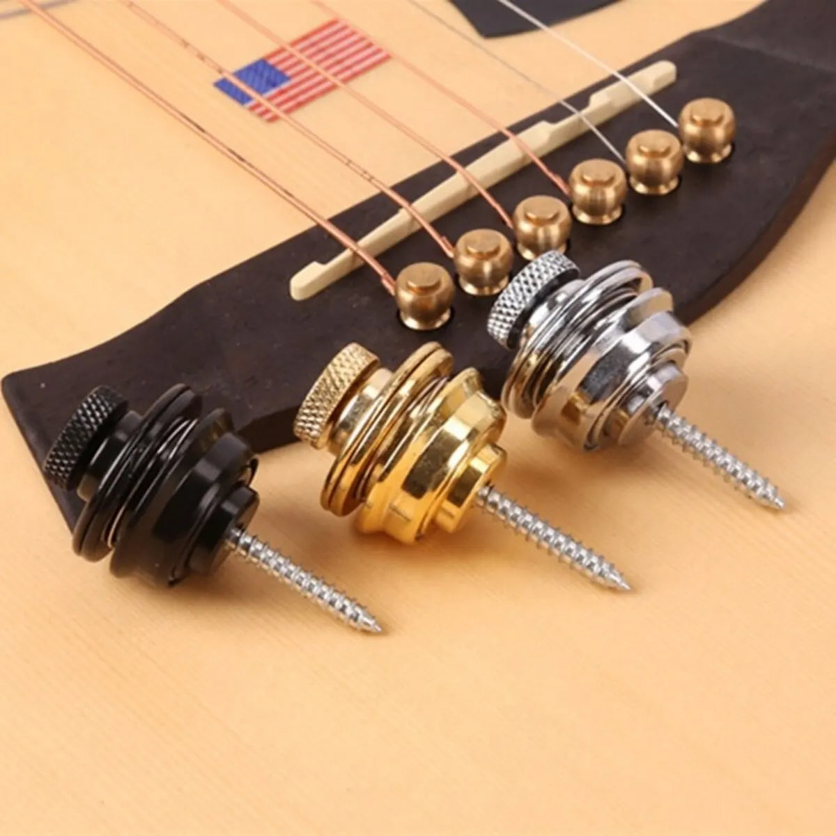 Miwayer Guitar Strap Lock - Heavy Duty Metal Button Security Straplock for Electric, Acoustic, Bass & Ukulele